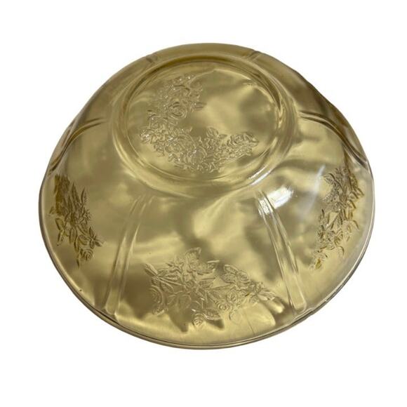 Vintage Federal Glass Amber Sharon Cabbage Rose Bowl Circa 1930's 8.5" - Picture 3 of 4